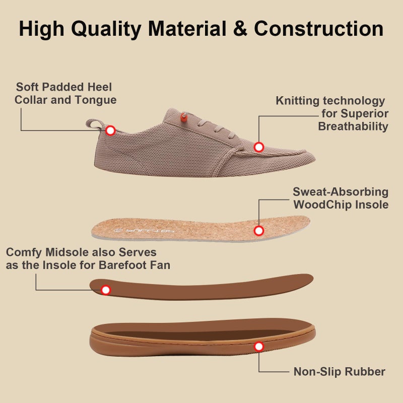 Pulltop Men's Barefoot Wide Toe Box Shoes - Minimalist Dress | Zero Drop | Slip On for Walking NUT Size 8 Wide - Image 4