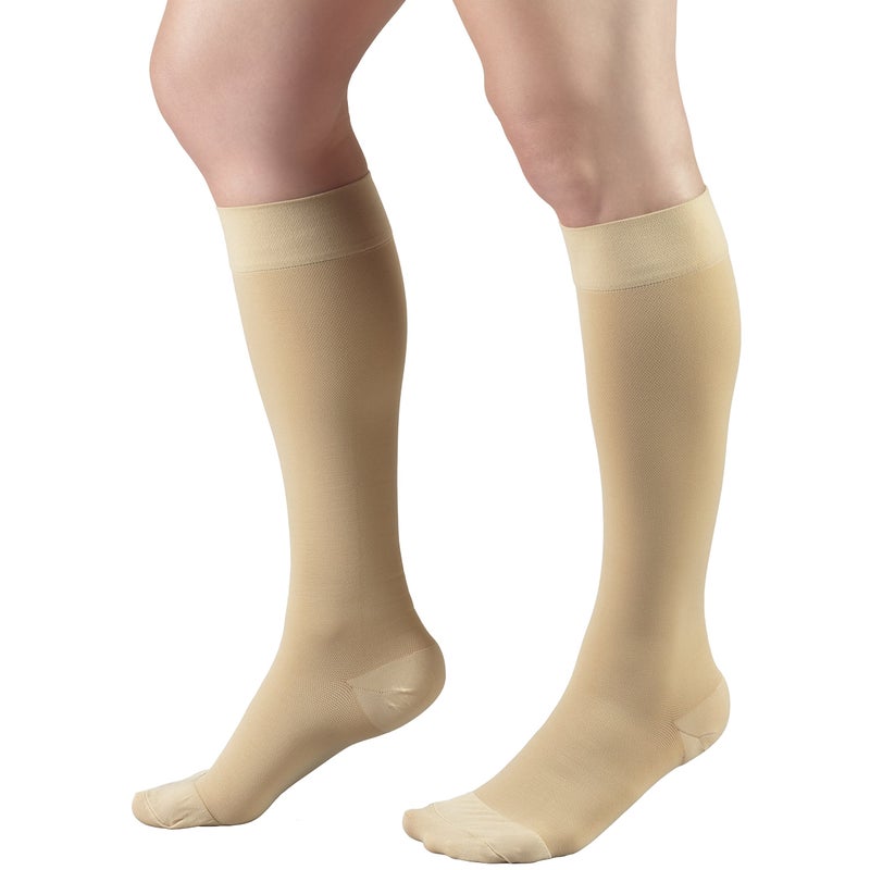 Truform Short Length 20-30 mmHg Compression Stockings for Men and Women, Reduced Length, Closed Toe, Beige, X-Large (short length) - Image 1