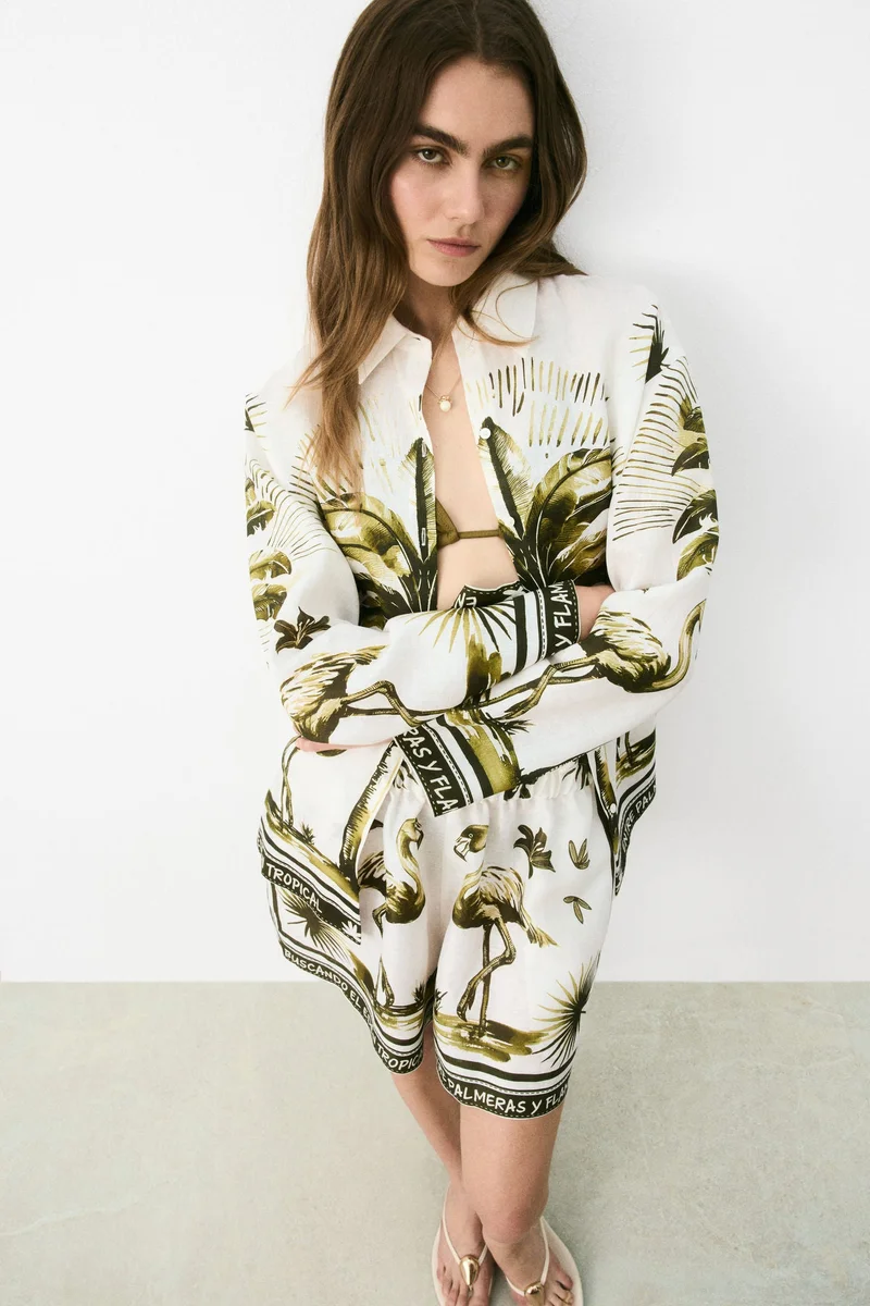 H&M Linen paper bag shorts