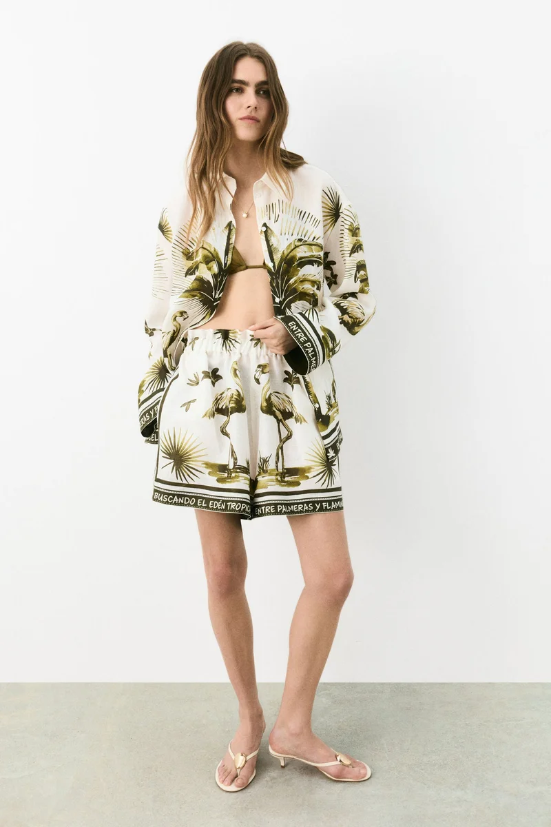 H&M Linen paper bag shorts