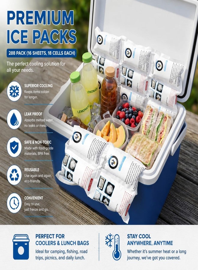 WORLD-BIO Ice Packs for Shipping, Long Lasting Dry Ice Packs for Coolers, Reusable Dry ice Shipping Kit, 24+ Hour Freeze Power Pack, Keep Food Frozen While Travelling, 6x6 Cell Pack Bulk 8 Sheets, 288Cells - Image 2