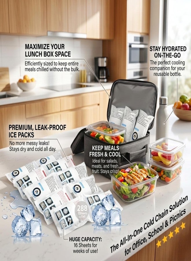WORLD-BIO Ice Packs for Shipping, Long Lasting Dry Ice Packs for Coolers, Reusable Dry ice Shipping Kit, 24+ Hour Freeze Power Pack, Keep Food Frozen While Travelling, 6x6 Cell Pack Bulk 8 Sheets, 288Cells - Image 3