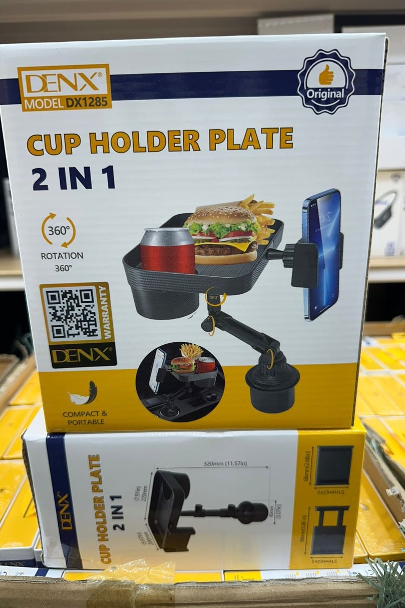 Denx DENX DX1285 2-in-1 Multi-Function Cup Holder Tray for Car – Food Tray + Phone Holder | 360° Rotation | Adjustable Base | Compact & Portable – Ideal for Daily Commute and Road Trips - Image 3