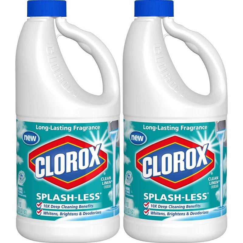 Clorox Splash-Less Bleach, Clean Linen Scent, 55 Ounces, 2 Pack (110 Ounces Total), Real Bleach Made Simple™ - Image 1