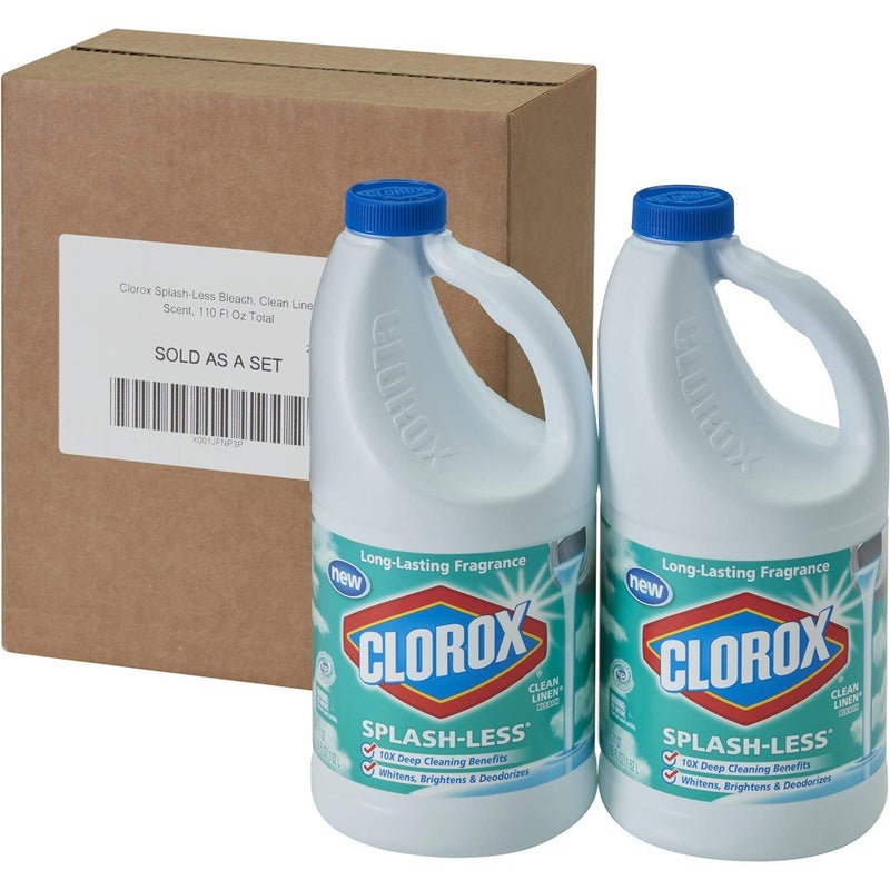 Clorox Splash-Less Bleach, Clean Linen Scent, 55 Ounces, 2 Pack (110 Ounces Total), Real Bleach Made Simple™ - Image 2