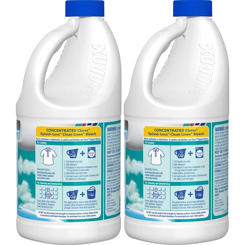 Clorox Splash-Less Bleach, Clean Linen Scent, 55 Ounces, 2 Pack (110 Ounces Total), Real Bleach Made Simple™ - Image 5