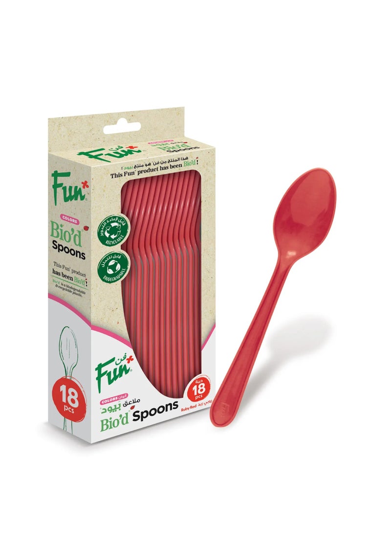 Fun Colors Biodegradable Spoons 18 Pcs - Image 1