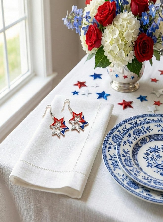 ecozran 4th of July Patriotic Earrings, USA Patriotic Dangle American Flag Earrings, Stars & Stripes Earring, Independence Day Dangle Drop, Red White and Blue Fashion Jewelry Gift for Women (Style-E) - Image 3
