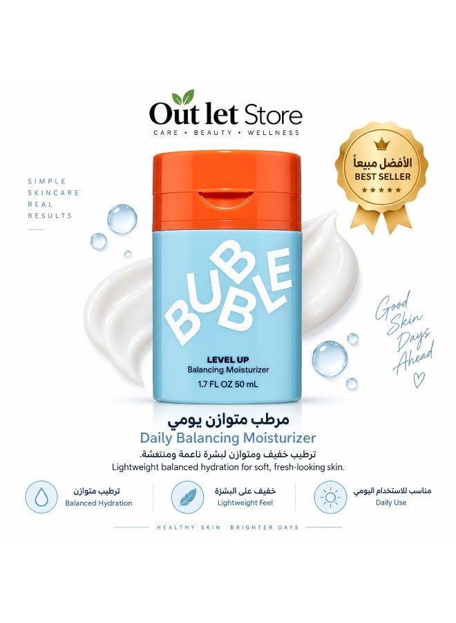 Bubble Skincare Level Up Balancing Moisturizer，Face Hydrating Gel Moisturizer Formulated with Zinc PCA + Niacinamide for Improved Texture & Radiance，Skin Care for Oily or Combination Skin (50ml) - Image 1
