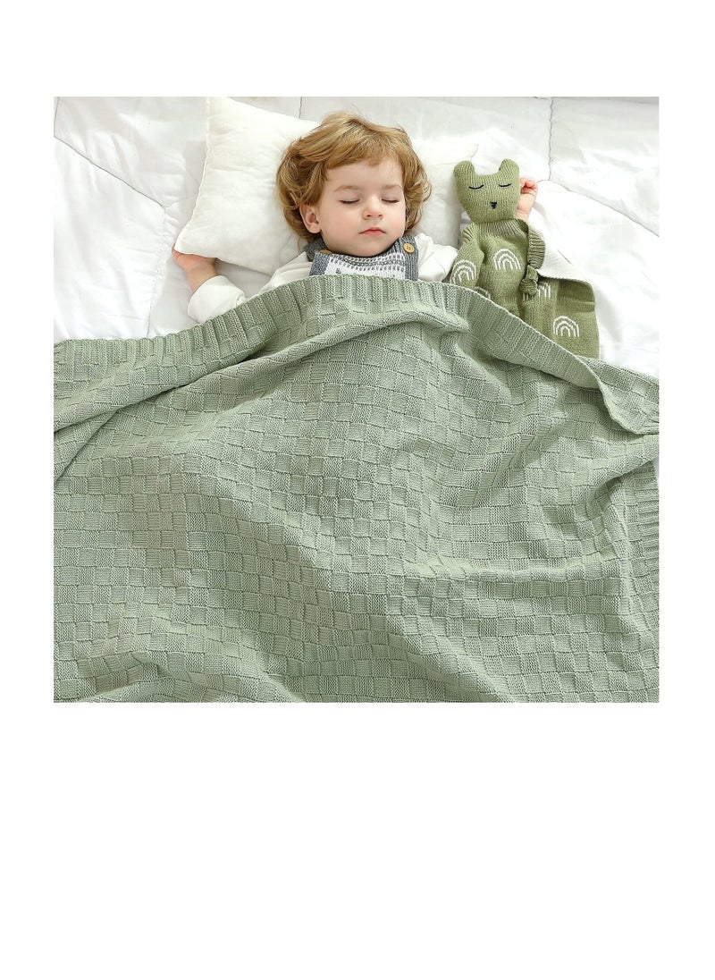Y&D Baby Blanket Knit Toddler Blankets, Cable Blanket, Receiving Infant Swaddle Nursery Perfect for Newborn Boy and Girl (Green )  - Image 2