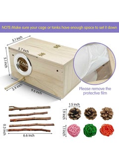 Hamiledyi Hamiledyi Wooden Hamster House Hideout Small Animals House Habitat with Chew Toys Hideaway House Hamster Cage Accessories for Syrian Dwarf Hamster Mice Gerbils  - Image 2