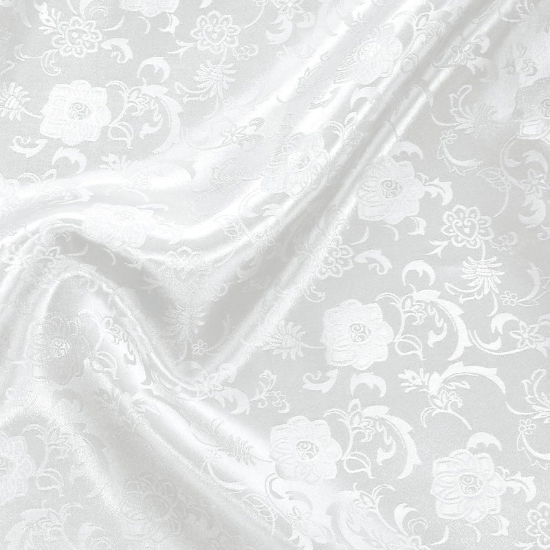 KKJIAF White Satin Jacquard Fabric 2 Yard, 60 Inch Wide Shiny Sunflower Pattern Silky Brocade Cloth Fabric for Tablecloth, Table Runner, Napkins, Dress, Bedding Sheet, DIY Crafts - Image 3