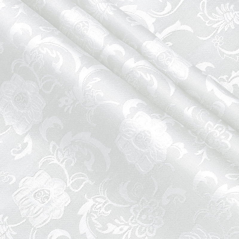 KKJIAF White Satin Jacquard Fabric 2 Yard, 60 Inch Wide Shiny Sunflower Pattern Silky Brocade Cloth Fabric for Tablecloth, Table Runner, Napkins, Dress, Bedding Sheet, DIY Crafts - Image 1