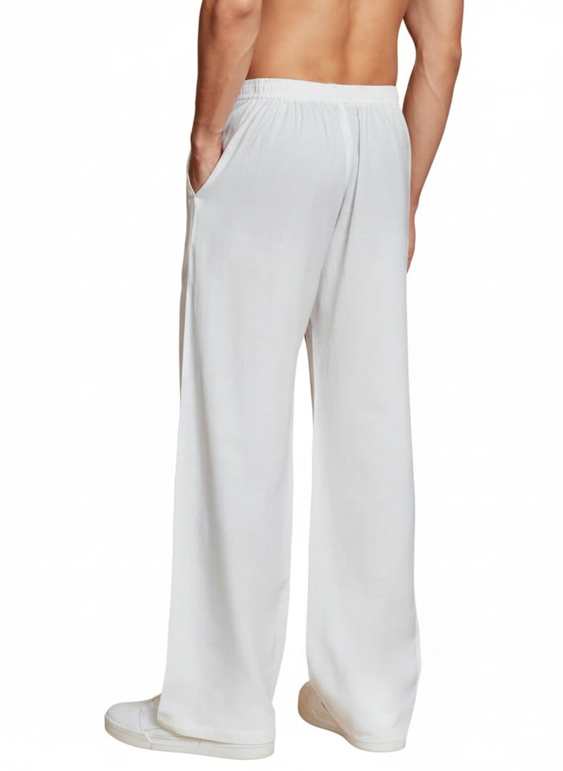 Fashtastic Men's White Korean Cotton Pant | Baggy Pajama for Kurta | Loose Fit Pajama for Kurta | (White, 38) - Image 3