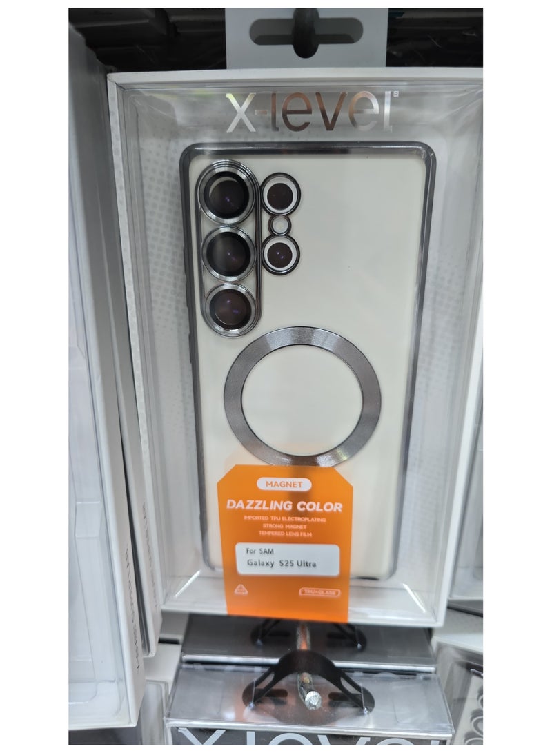إكس ليفيل حافظة مغناطيسية ملونة مبهرة من X-Level لهاتف سامسونج جالاكسي S25 الترا مع طبقة عدسة مقسى