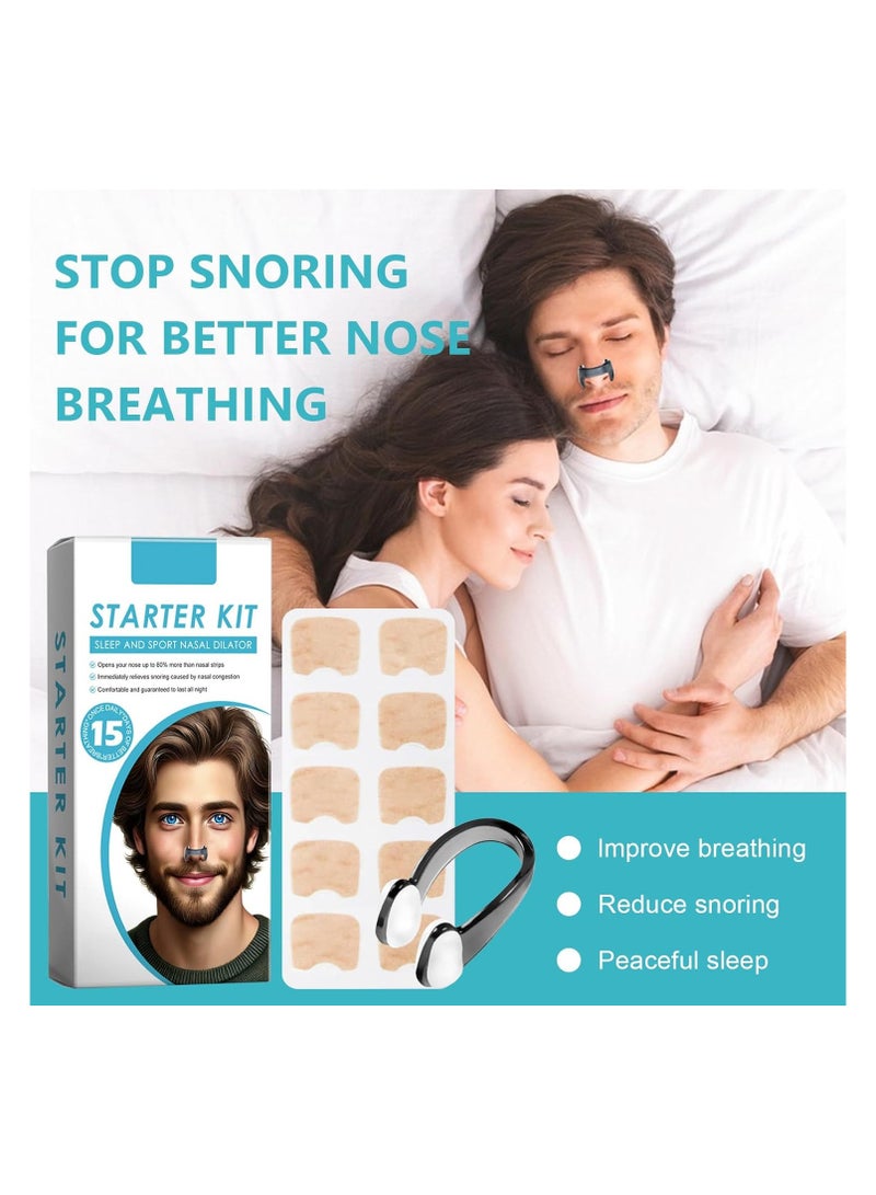 15 Pcs Nose for Breathing, Nose Strip, Intake Breathing Nasal Strip Starter Kit, Intake Breathing Nose, Nasal Strips, Reduce Snoring, Intake Breathing Nose with Nose Clip for Home, Business Trip  - Image 5