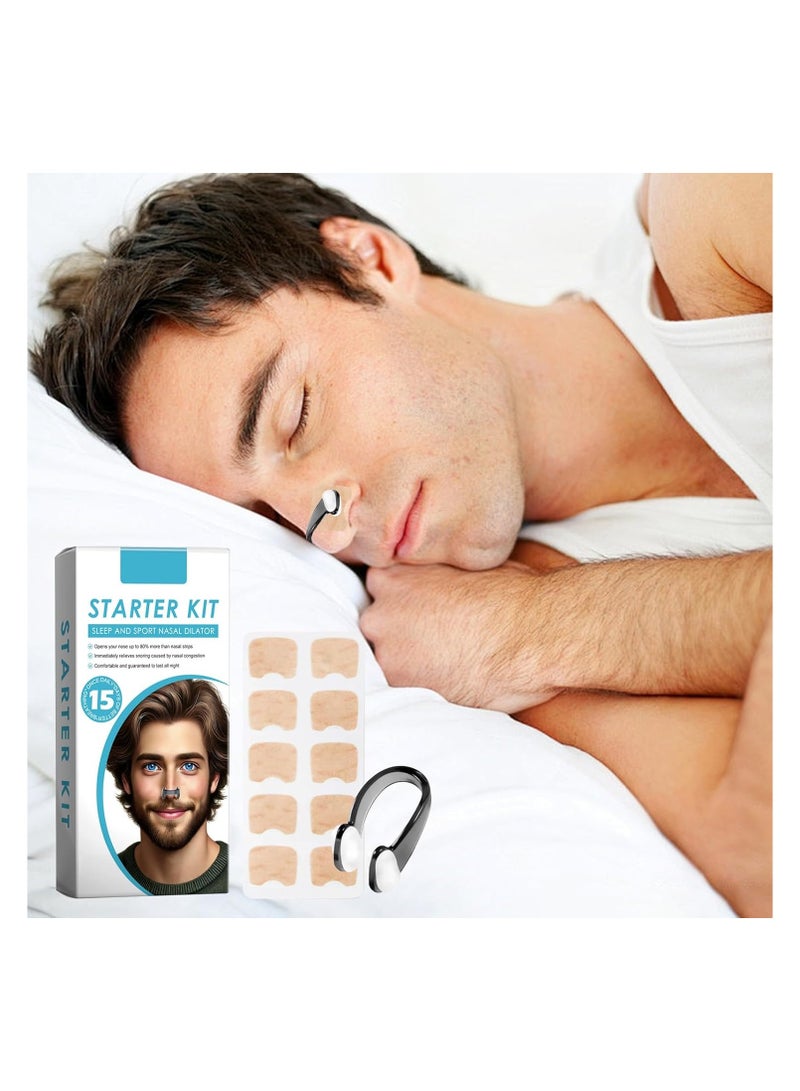 15 Pcs Nose for Breathing, Nose Strip, Intake Breathing Nasal Strip Starter Kit, Intake Breathing Nose, Nasal Strips, Reduce Snoring, Intake Breathing Nose with Nose Clip for Home, Business Trip  - Image 2