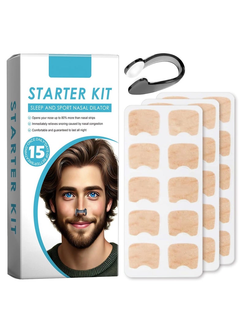 15 Pcs Nose for Breathing, Nose Strip, Intake Breathing Nasal Strip Starter Kit, Intake Breathing Nose, Nasal Strips, Reduce Snoring, Intake Breathing Nose with Nose Clip for Home, Business Trip  - Image 1