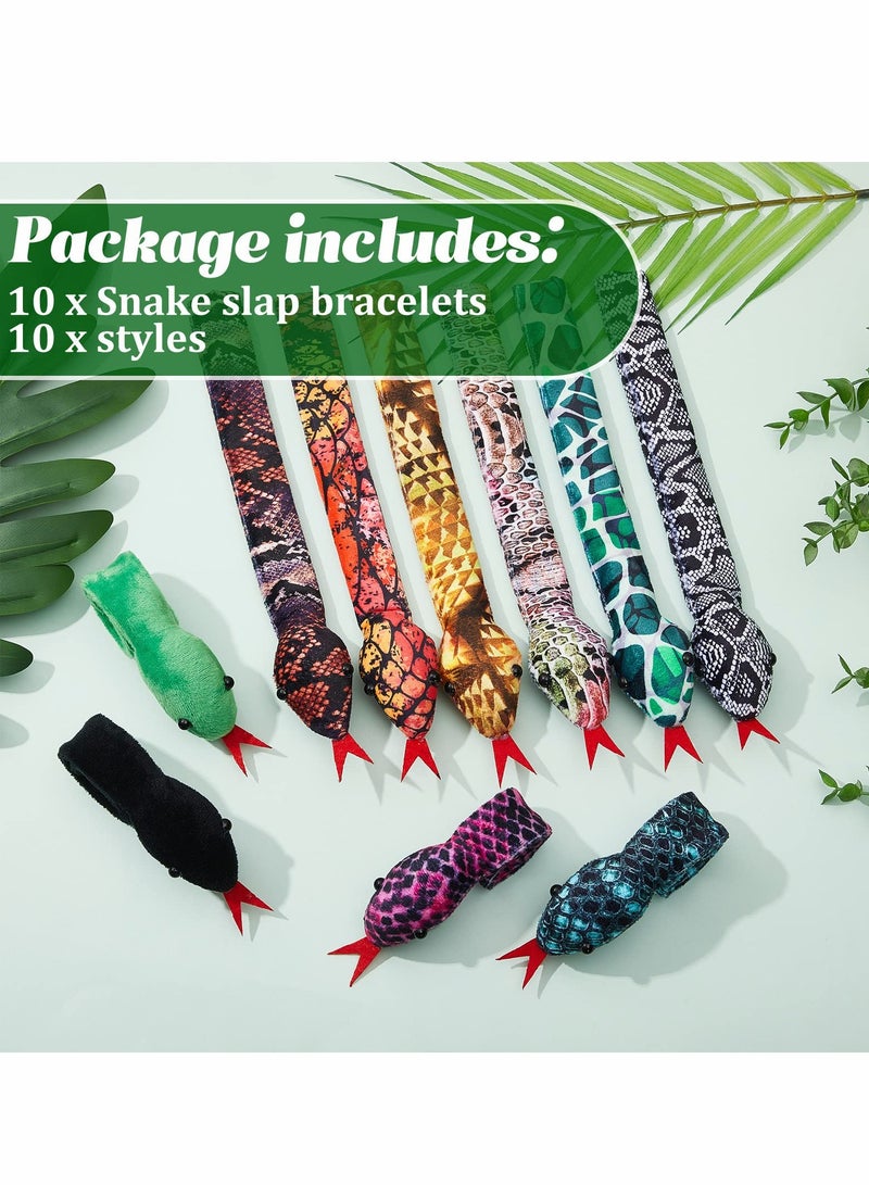 SOLARAE 10 Pcs Assorted Sequin Snake Slap Bracelets - Fun Animal Snap Bracelets for Party Favors and Cool Accessories - Image 5