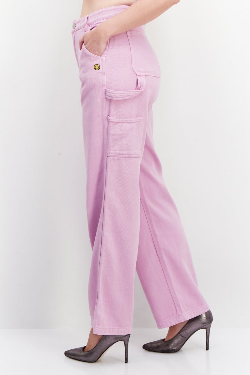 Misfit Women Regular Fit Embroidered Straight Leg Pants, Lilac - Image 4