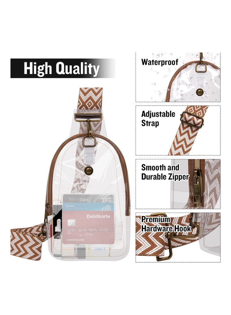 SYOSI Transparent PVC Crossbody Chest Backpack Guitar Strap Mini Casual Daily Bag for Concert or sport events - Image 4