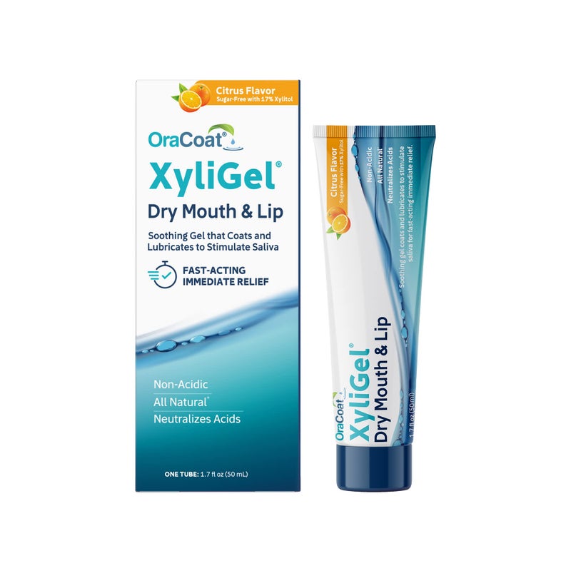 OraCoat XyliGel Dry Mouth Gel Soothing Citrus Oral Gel with Xylitol Lip Moisturizer for Very Dry Lips Lip Hydration SugarFree Relief 17 Fl Oz 1 Pack