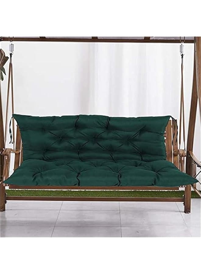وسائد أرجوحة خارجية مع ظهر غير قابلة للانزلاق ومقاومة للماء لمقعدين أو ثلاثة 100 120 150 سم وسائد قابلة للغسل لأثاث الفناء، لون أخضر داكن 120*100سم/47*40إنش - Image 1
