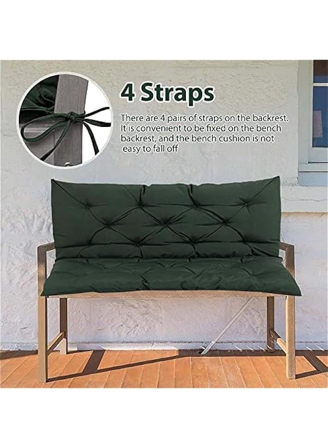 وسائد أرجوحة خارجية مع ظهر غير قابلة للانزلاق ومقاومة للماء لمقعدين أو ثلاثة 100 120 150 سم وسائد قابلة للغسل لأثاث الفناء، لون أخضر داكن 120*100سم/47*40إنش - Image 3