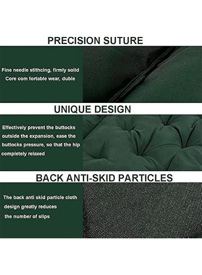 وسائد أرجوحة خارجية مع ظهر غير قابلة للانزلاق ومقاومة للماء لمقعدين أو ثلاثة 100 120 150 سم وسائد قابلة للغسل لأثاث الفناء، لون أخضر داكن 120*100سم/47*40إنش - Image 4