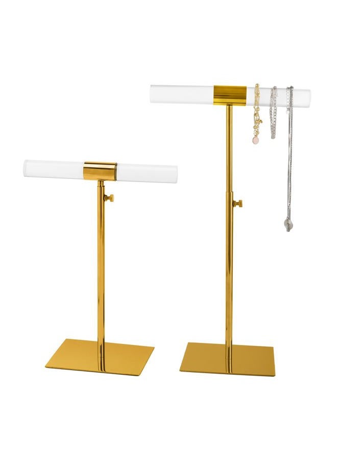 MCKECHSION Jewelry Display Stand 2 Packs Stainless Steel Purse Display Stand Acrylic Necklaces Holder Towers Adjustable Height Tabletop Jewelry Organizer for Home Store Boutique - Image 1