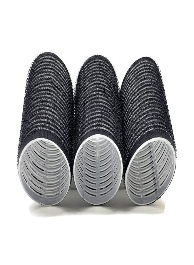 THE UM24 Self Adhering 2-1/2” Anti-Static Thermal Hair Rollers - 3 Count (BLACK) - Image 1