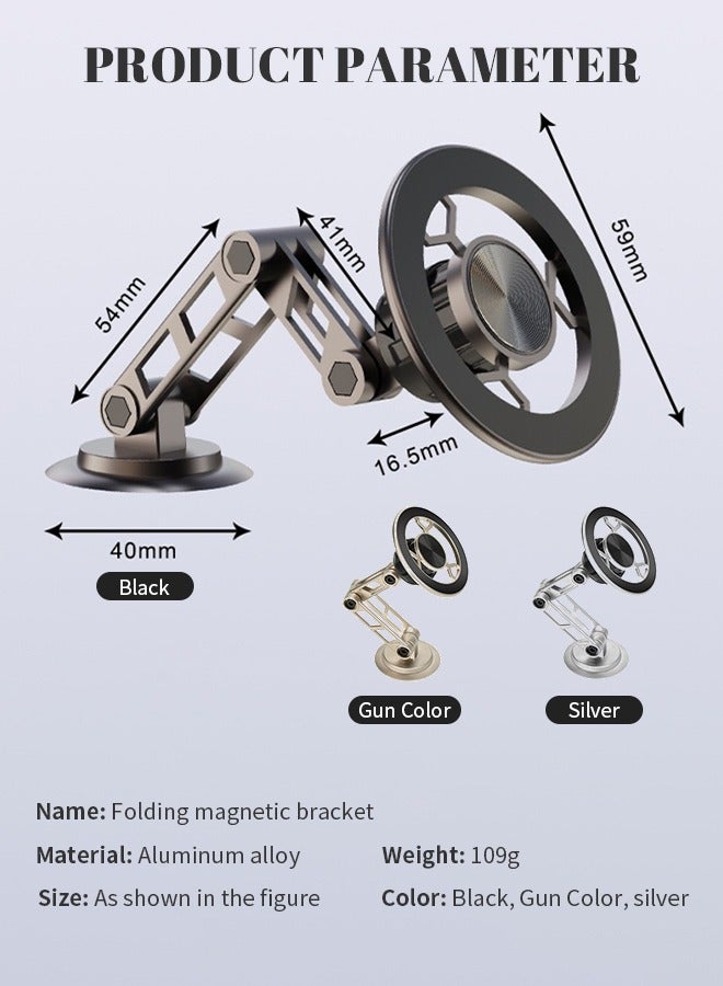 Aluminum Alloy Magnetic Car Holder, Height Adjustable Car Mobile Mtand, Portable Car Mobile Phone Mound, Stable And Non-Slip, Suitable For Iphone 12/13/14 /15pro/Samsung - Image 2