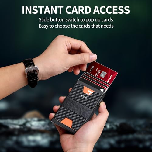 SEMORID Slim Wallet for Men, Minimalist RFID Blocking Mens Wallet with Pop Up Case, Thin Metal Credit Card Holder with Cash Strap & Expandable Backplate - Holds 12 Cards - Image 3