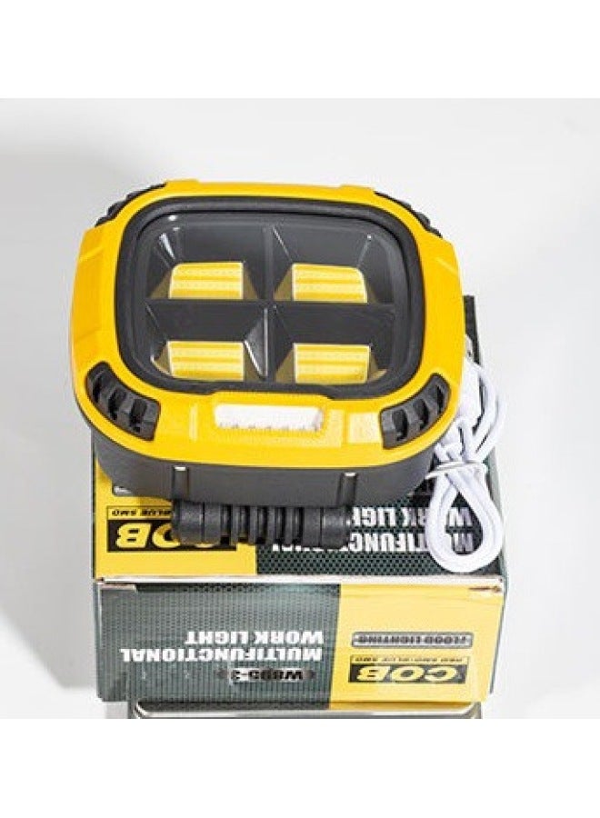 COB Work Light Emergency Light Portable Flashlight Magnetic Charging Flood Light Night Market Wholesale-Color:W894—1 Yellow (external Battery Model) - Image 1