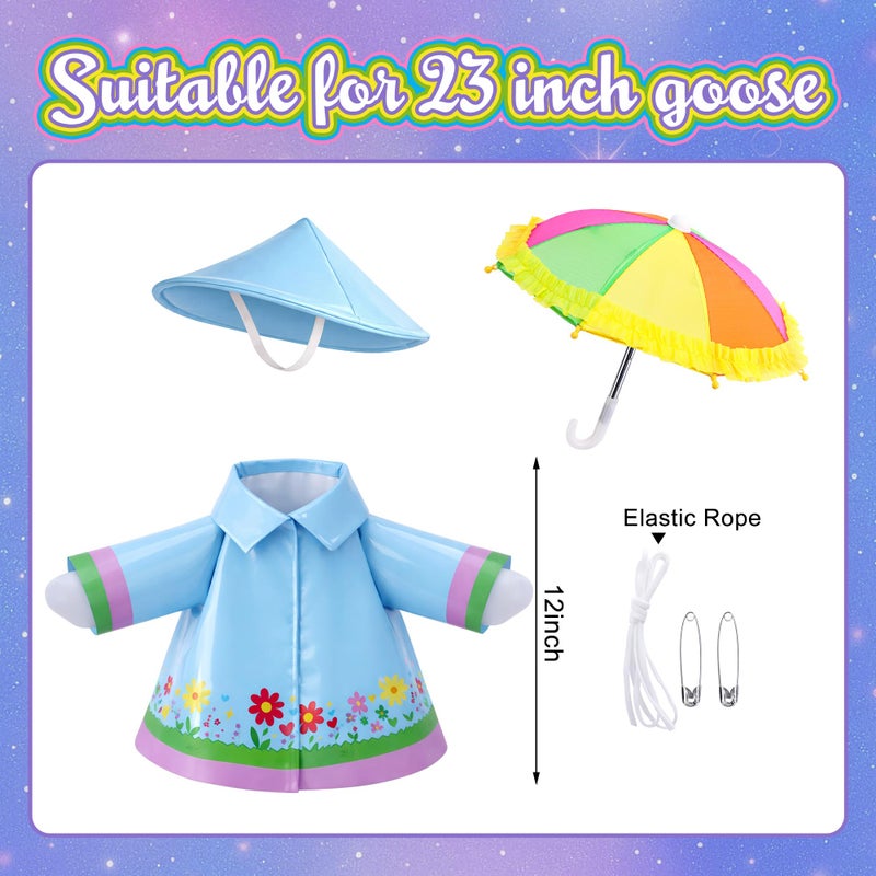 DECOHS 3 Pcs/Set Raincoat Porch Goose Outfits, Summer Lawn Goose Statue Raincoat Costume, Yard Goose Clothes Raincoats Umbrella Hat Outfit for 23" Statue Patio Garden Decoration (Pink) - Image 2