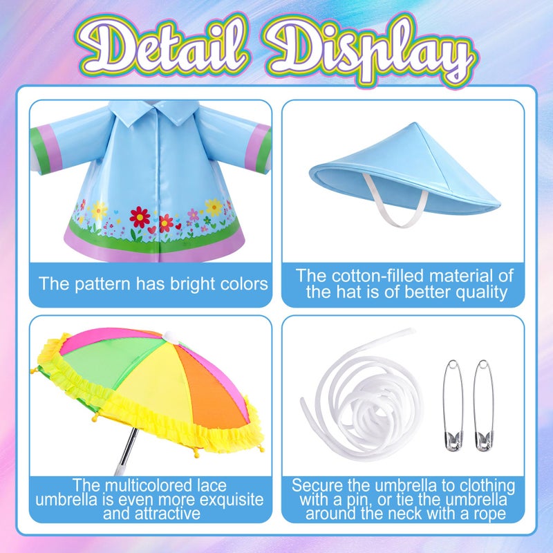DECOHS 3 Pcs/Set Raincoat Porch Goose Outfits, Summer Lawn Goose Statue Raincoat Costume, Yard Goose Clothes Raincoats Umbrella Hat Outfit for 23" Statue Patio Garden Decoration (Pink) - Image 3