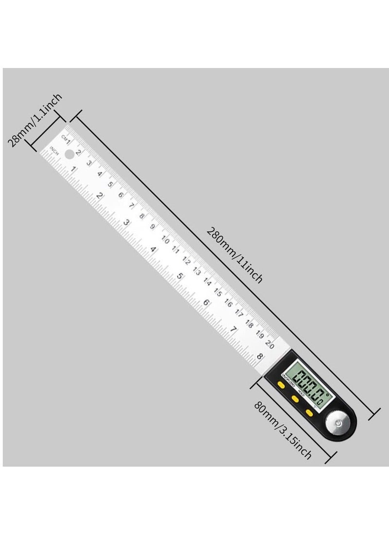 Generic Digital Angle Finder Ruler Protractor, 8inch/200mm Length, LCD Display, Stainless Steel Woodworking Angle Detector, Hold/Rev, Mm/Inch for Construction  - Image 2