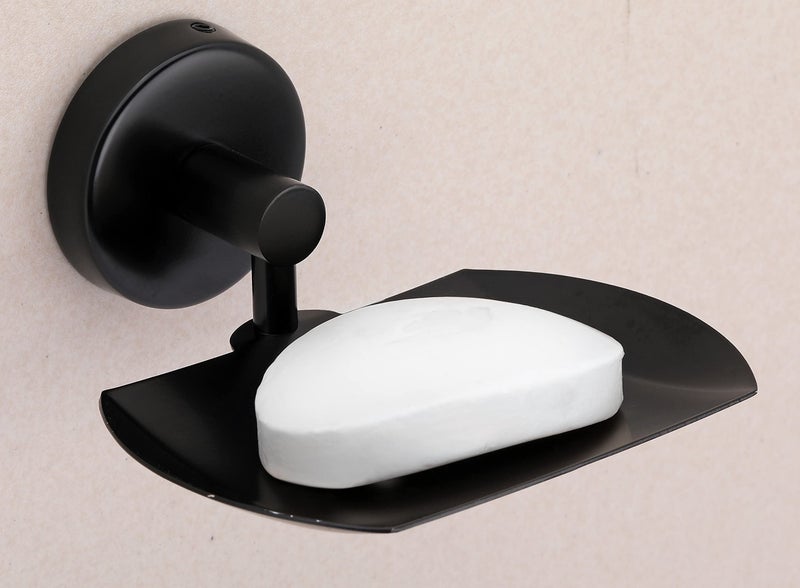 iSTAR Single Soap Holder for Bathroom, Soap Stand for Wash Basin, Soap Dish Holder Wall Mounted, 304 Stainless Steel Bathroom Accessories (Black Finish) - Image 1