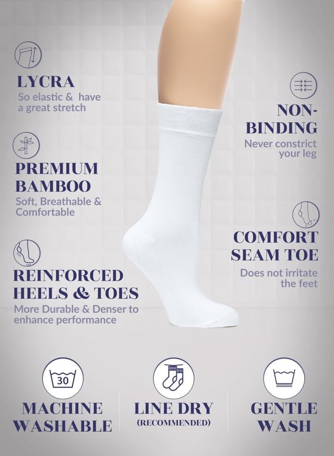 Hugh Ugoli Ladies Soft Bamboo Dress Socks | Thin Crew Socks for Business, Trousers & Casual, Size 3-6/9-43 (3 Pairs), White (3 Pairs), 36-39 - Image 2