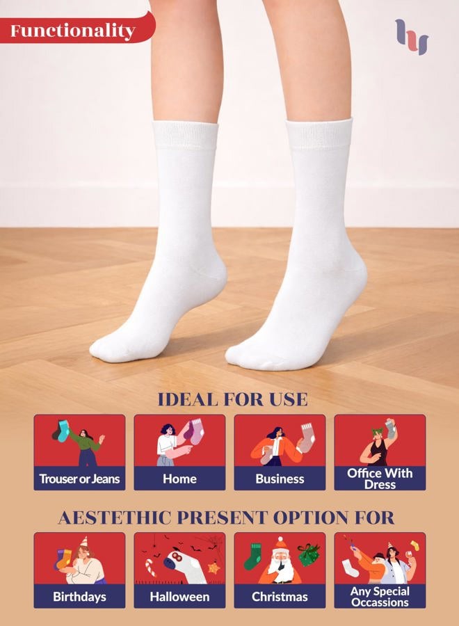 Hugh Ugoli Ladies Soft Bamboo Dress Socks | Thin Crew Socks for Business, Trousers & Casual, Size 3-6/9-43 (3 Pairs), White (3 Pairs), 36-39 - Image 5