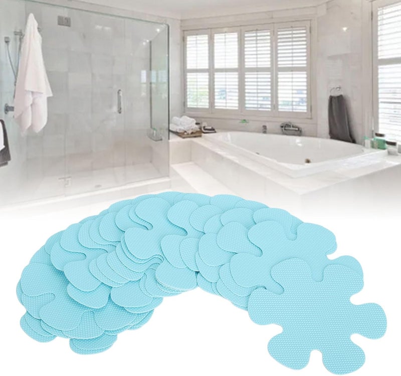 klarako Non Slip Bathtub Stickers Bathroom Treads Children Decals Anti Slip Sticker Tubs 10Cm Flower Round 20Pcs Bathing Accessories (Blue Flowers) - Image 5