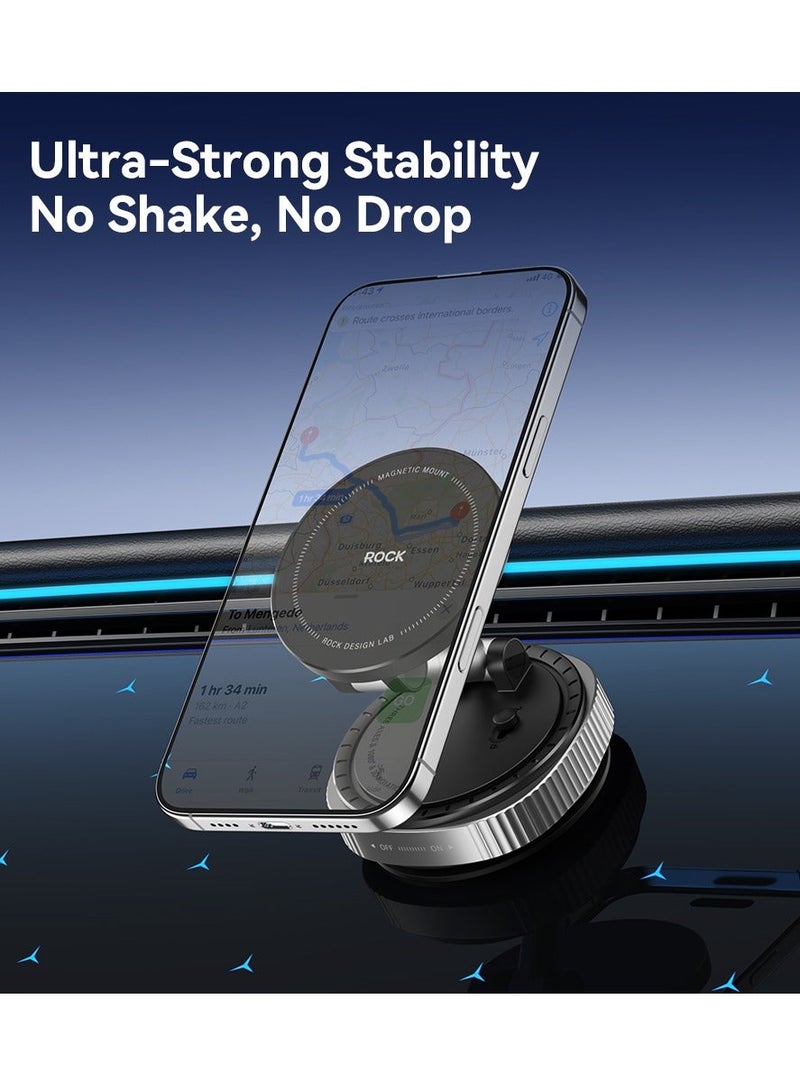 Rock Upgraded Vacuum Magnetic Phone Holder 360Â° Rotatable Suction Phone Mount Phone Holders for Your Car Strong Suction Cup Magnetic Car Phone Mount for iPhone, Samsung, All Smartphones & All Car Models - Image 2
