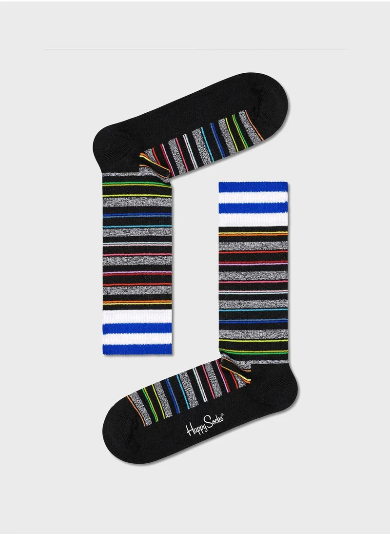 Happy Socks Embroidered Invisible Stripe Crew Sock