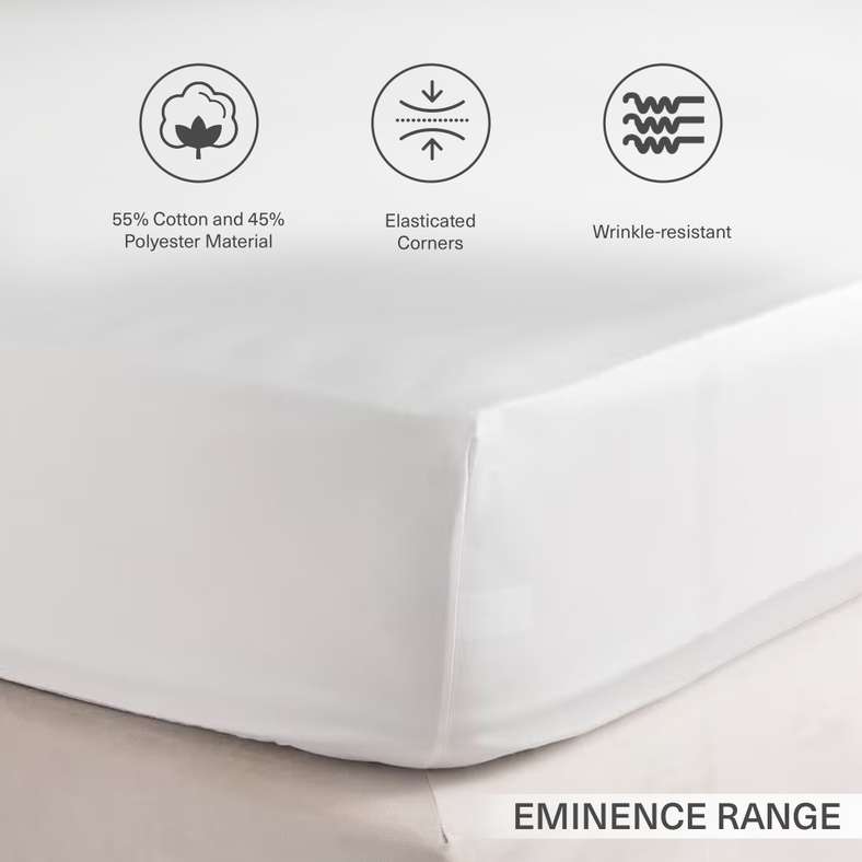 Pan Home Eminence Living 3-piece Full Fitted Sheet Set 120x200+33cm - White - Image 1