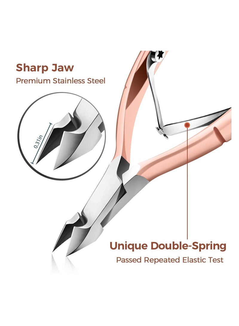 Captaintech Cuticle Trimmer with Cuticle Pusher,  Cuticle Remover Professional Stainless Steel Cuticle Cutter Nippers Rainbow Sharp Durable Pedicure Manicure Tools for Fingernails and Toenails (Rose Gold) - Image 2