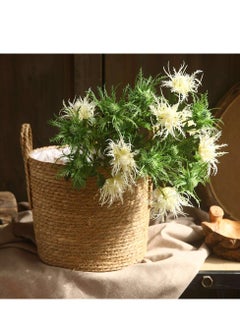 KASTWAVE Artificial Thistle Flowers Bouquet, Silk Fake Flower Plants for Home Decor, Garden Wedding, Office, Prom Party, Nursery Decor, 5 Branch Artificial Thistle Flowers Bouquet  - Image 4