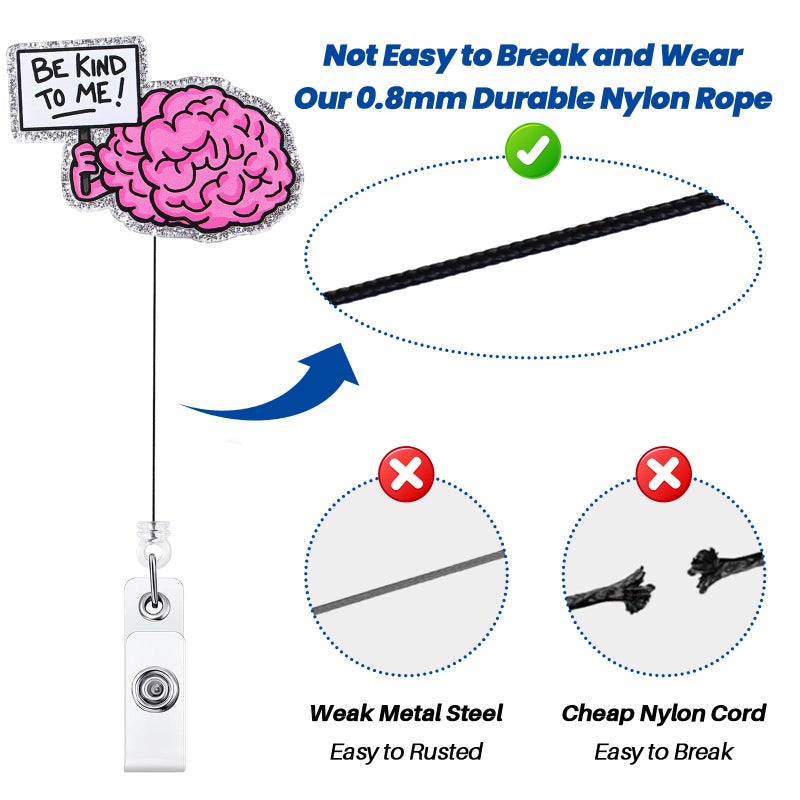 BEZTN BE Kind to ME Funny Badge Reel, Cute Brain Retractable ID Card Badge Holder, Name Tag Work Badge Clip for Neurology Neurosurgery Psychiatry RAD Sleep Center EEG NICU Nurse and Doctors, Nurse Gifts - Image 5