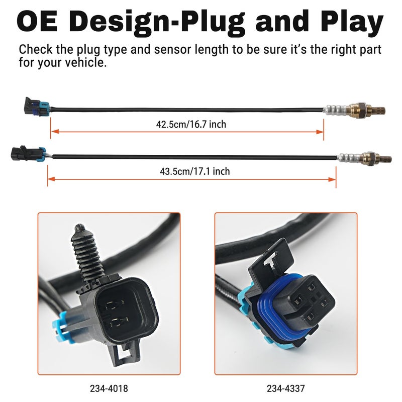 BELKEBIR 4PCS Oxygen Sensor Upstream Downstream O2 Sensor Compatible with 2006-2007 Chevy Avalanche Silverado Suburban 1500 Tahoe, GMC Yukon Yukon XL Sierra 1500, Cadillac Escalade Replace 234-4018 234-4337 - Image 2
