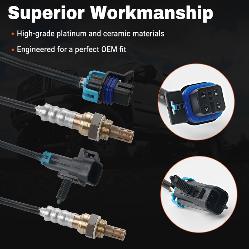 BELKEBIR 4PCS Oxygen Sensor Upstream Downstream O2 Sensor Compatible with 2006-2007 Chevy Avalanche Silverado Suburban 1500 Tahoe, GMC Yukon Yukon XL Sierra 1500, Cadillac Escalade Replace 234-4018 234-4337 - Image 3