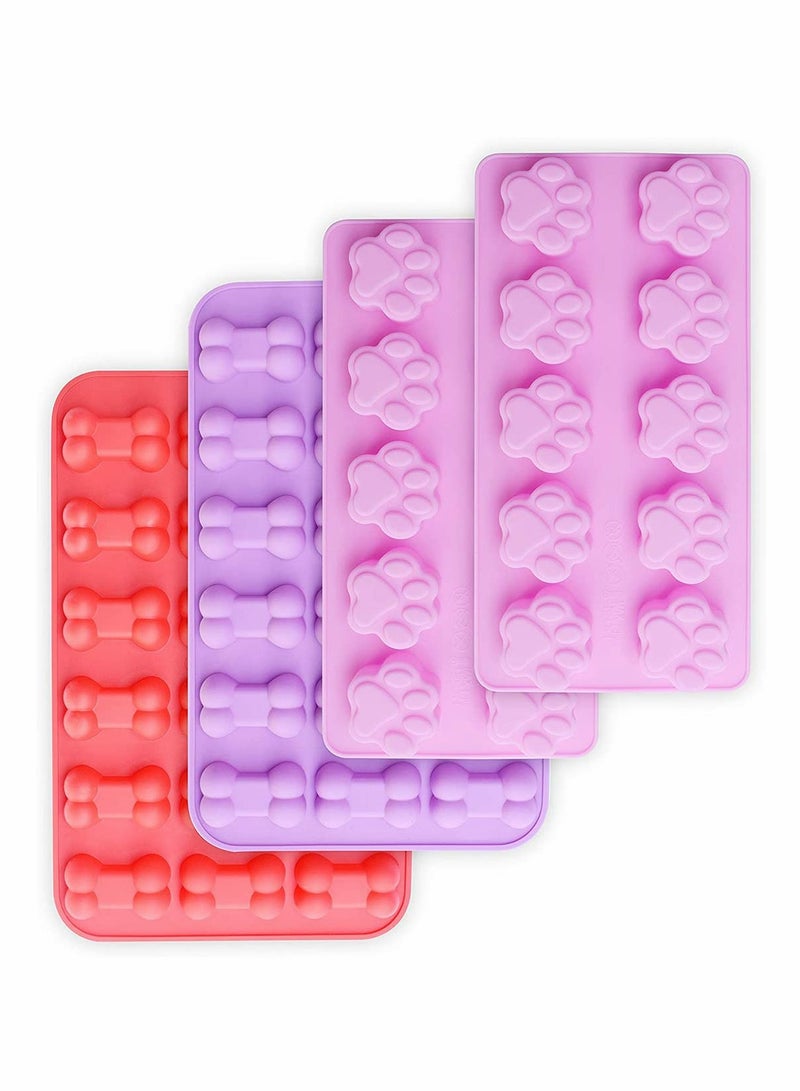 SOLARAE Food Grade Silicone Puppy Treat Molds, Dog Paw and Bone Mold, Non-stick Ice Cube Mould, Jelly, Biscuits, Chocolate, Candy Baking Mold - Image 1